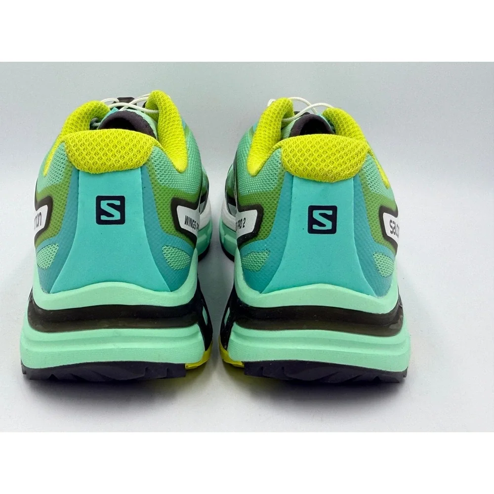 Salomon Wings Pro 2 Women 9.5 Trail Running Shoes Mint Green Lime Quicklace